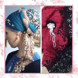 🌺 3PC HEAD WRAP SCARF MULTI PURPOSE BOHO FLOWER FRINGE HAIR PIECE